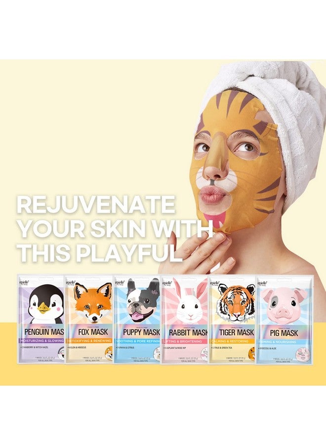 Epielle Animal Character Sheet Masks | Korean Beauty Masks for All Skin Types | Pack of 6 | Kids Face Mask, Birthday Party Gift, Girls' Night, Spa Day, Spa Night | Korean Skincare - Image 3