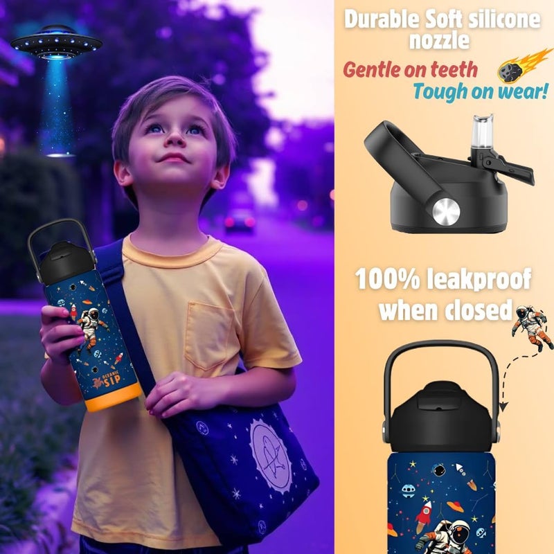 Oceanic Boys Stainless Steel Water Bottle 550ml 18oz Double-Wall Vacuum Insulated 304 Stainless steel Water Bottle BPA FREE Leak Proof - Image 2