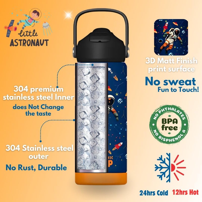 Oceanic Boys Stainless Steel Water Bottle 550ml 18oz Double-Wall Vacuum Insulated 304 Stainless steel Water Bottle BPA FREE Leak Proof - Image 5
