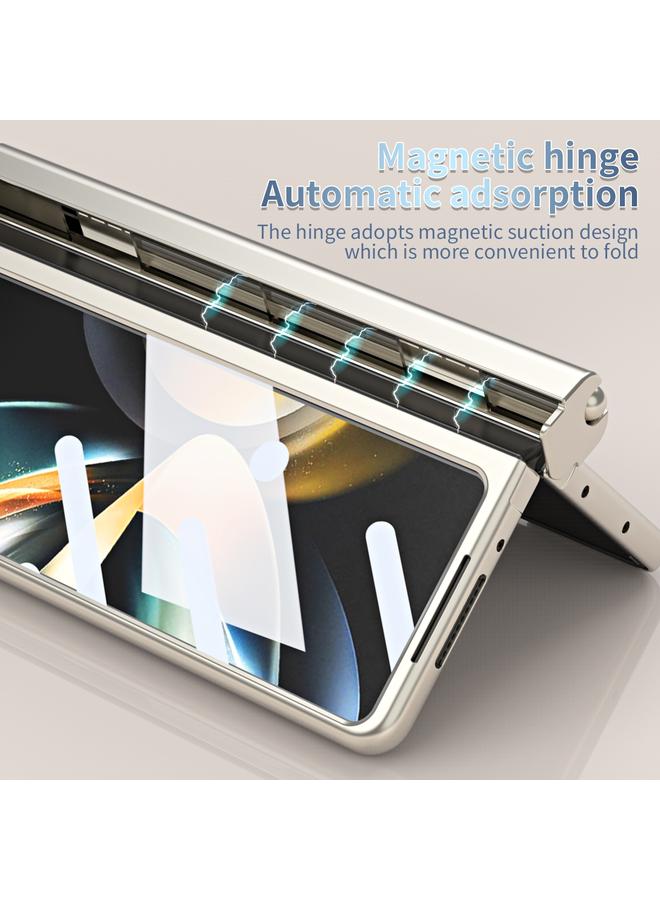 اس-توب جراب لهاتف Samsung Galaxy Z Fold3 5G، جراب هاتف قابل للطي بمفصلة مموجة مطلية بالكهرباء مع فتحة قلم - Image 4