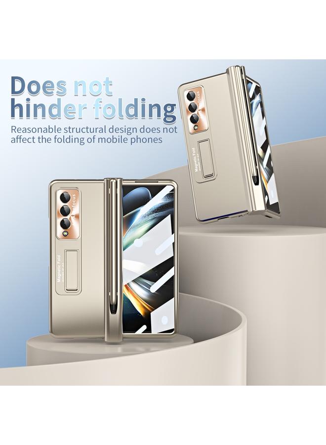 اس-توب جراب لهاتف Samsung Galaxy Z Fold3 5G، جراب هاتف قابل للطي بمفصلة مموجة مطلية بالكهرباء مع فتحة قلم - Image 5
