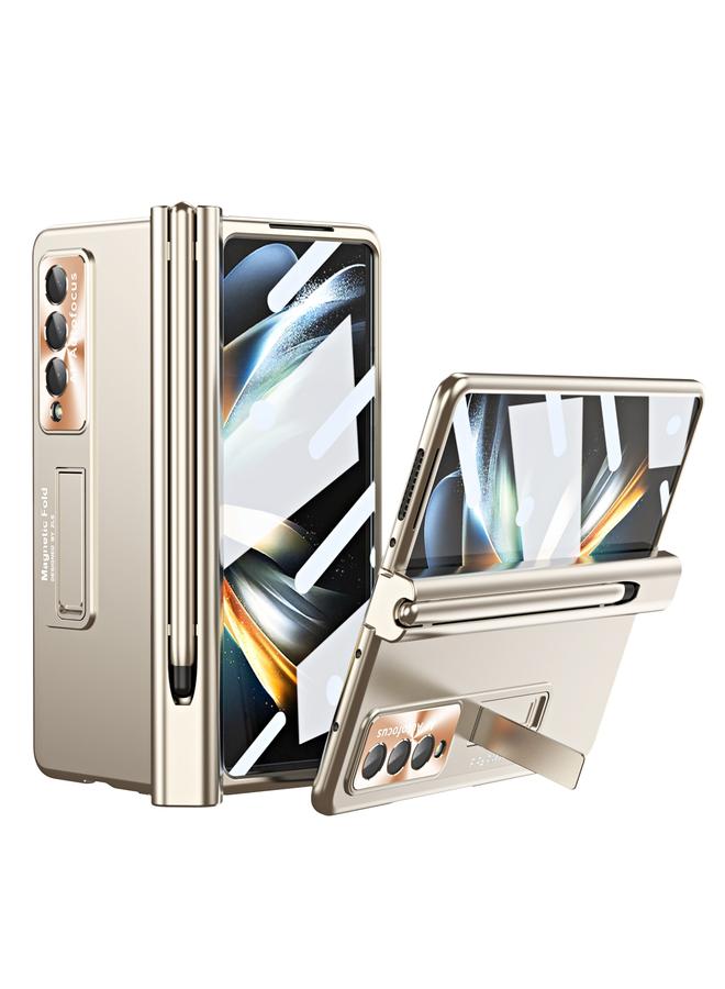 اس-توب جراب لهاتف Samsung Galaxy Z Fold3 5G، جراب هاتف قابل للطي بمفصلة مموجة مطلية بالكهرباء مع فتحة قلم - Image 1