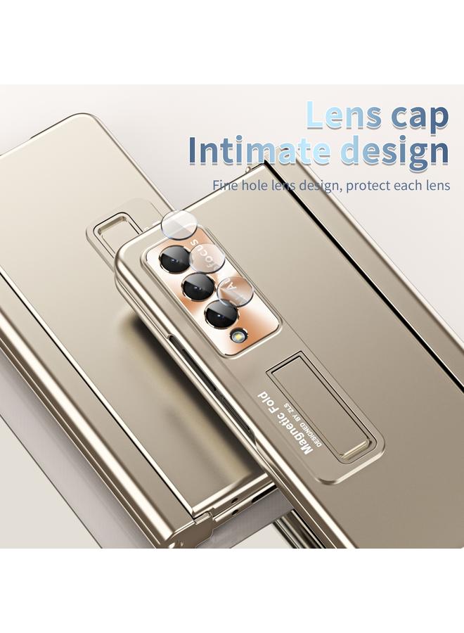 اس-توب جراب لهاتف Samsung Galaxy Z Fold3 5G، جراب هاتف قابل للطي بمفصلة مموجة مطلية بالكهرباء مع فتحة قلم - Image 3