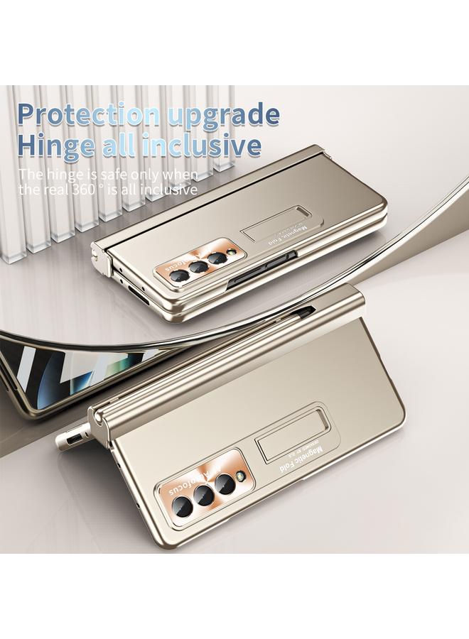 اس-توب جراب لهاتف Samsung Galaxy Z Fold3 5G، جراب هاتف قابل للطي بمفصلة مموجة مطلية بالكهرباء مع فتحة قلم - Image 2