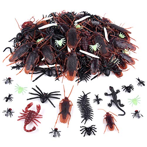 ASTARON 210 Pcs Realistic Bugs Plastic Trick Joke Toys Cockroaches Spiders Centipedes Scorpions for Halloween Party Fool's Day Decoration - Image 1
