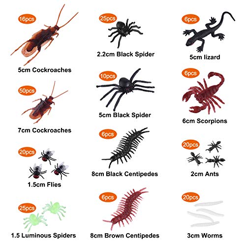 ASTARON 210 Pcs Realistic Bugs Plastic Trick Joke Toys Cockroaches Spiders Centipedes Scorpions for Halloween Party Fool's Day Decoration - Image 2