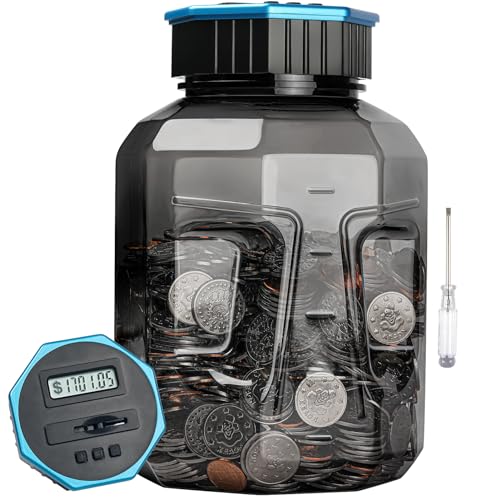 Vcertcpl X-Large Piggy Bank for Adults Kids, Vcertcpl Digital Coin Counting Bank with LCD Counter, 2.4L Capacity, Great Coin Counter Bank Money Counting Jar with Total Amount Displayed (Gray2, X-Large) - Image 1