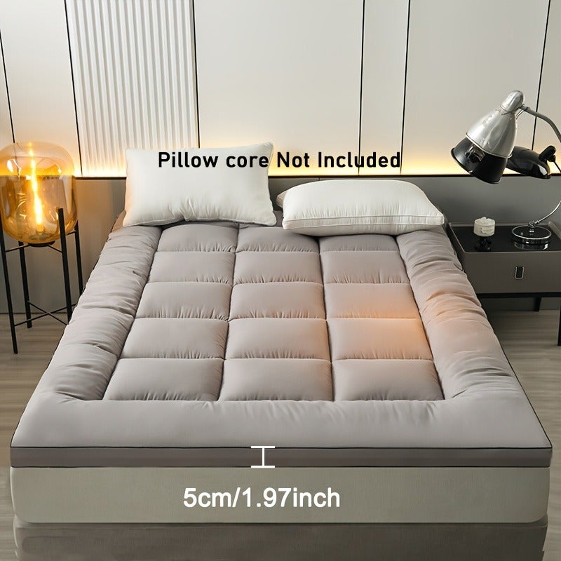 1pc Solid Color Soft Mattress Topper, Hotel Quality, Tatami Mat, Single or Double Bed Mattress Topper, Floor Pad, Easy to Clean, Suitable for All Seasons, Suitable for Bedroom, Dormitory, Guest Room, Camping, Back to School Season, Large Mattress - Image 3