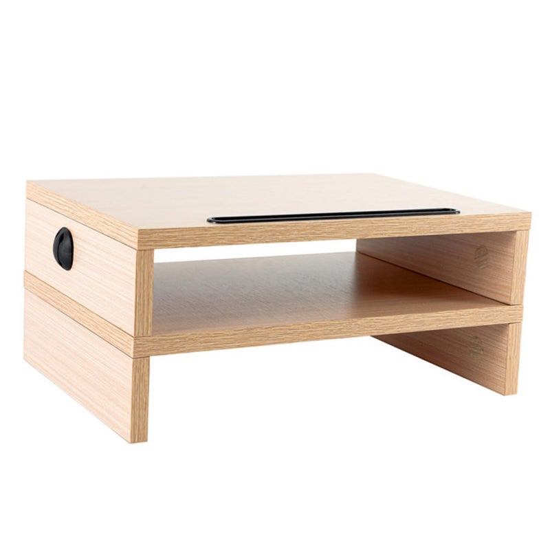 Wood Monitor Riser Stand With Cable Management And Phone Tablet Holder 2Pcs Random Color - Image 2