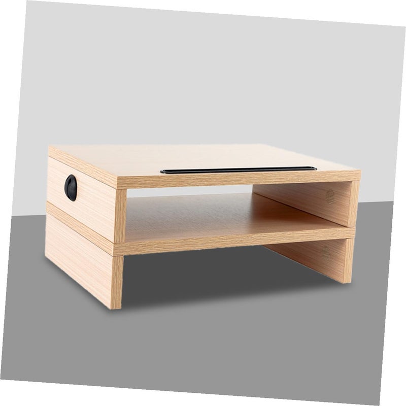 Wood Monitor Riser Stand With Cable Management And Phone Tablet Holder 2Pcs Random Color - Image 4