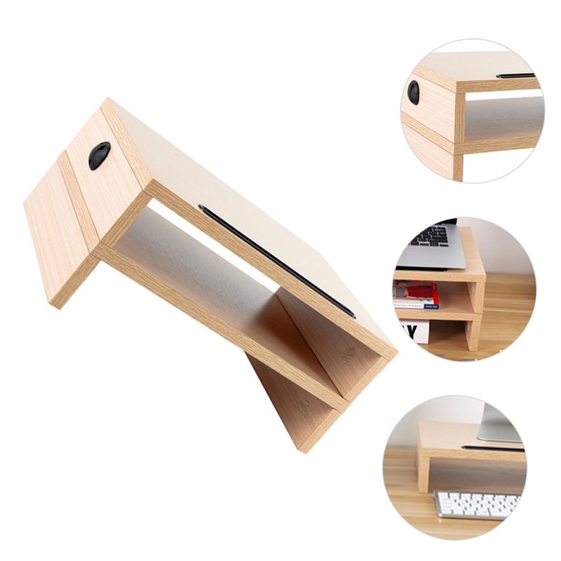Wood Monitor Riser Stand With Cable Management And Phone Tablet Holder 2Pcs Random Color - Image 5