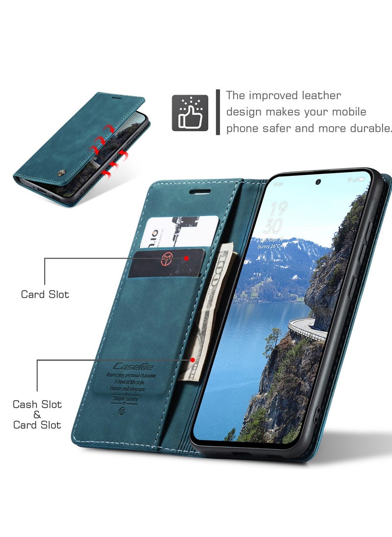 CaseMe Phone Case Luxury PU Leather Design 013 Flip Cover Card Slot Holder Cover For Oppo Reno 13 5G (Green)  - Image 4