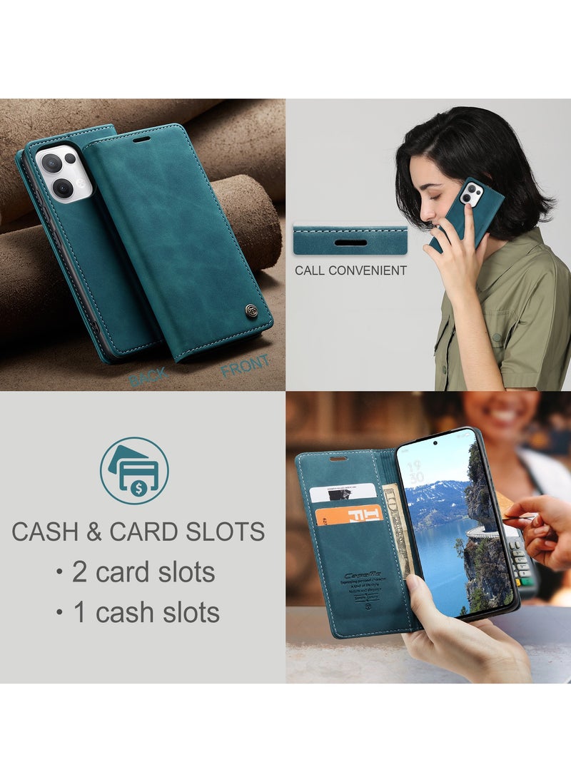 CaseMe Phone Case Luxury PU Leather Design 013 Flip Cover Card Slot Holder Cover For Oppo Reno 13 5G (Green)  - Image 5