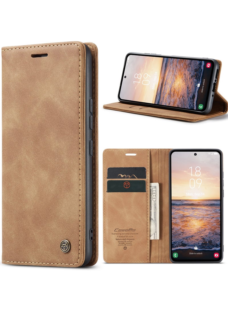 CaseMe Samsung Galaxy A54 5G Case Wallet, for Samsung Galaxy A54 5G Wallet Case Book Folding Flip Folio Case with Magnetic Kickstand Card Slots Protective Cover - Brown - Image 1