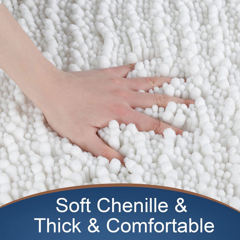 Yimobra Original Luxury Shaggy Bath Mat  44.1 X 24 Inches  Soft and Cozy  Super Absorbent Water  Non-Slip  Machine-Washable  Thick Modern for Bathroom Bedroom  Bright White - Image 2