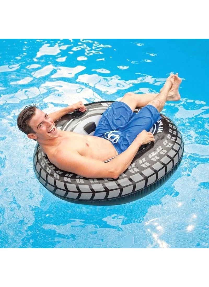 INTEX Handle Wheel Patterned Floating Ring - Inflatable Wheel Floating Ring - Wheel Sea Floating Ring - Rubber Patterned Floating Ring - Rubber Inflatable Sea Floating Ring 114 Cm.