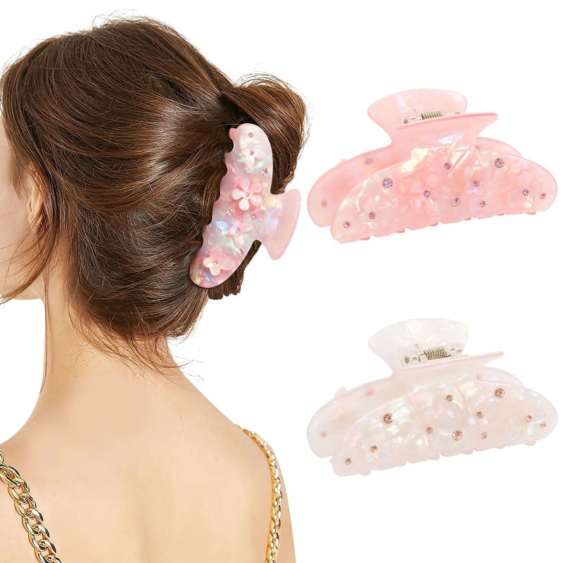 HAIMEIKANG 2Pcs Acrylic Flower Hair Claw Clips - Large for Women, Strong Hold Jaw Clip for Thick Thin Hair, Cute Non-slip Stylish Hair Accessories for Girls - Image 4