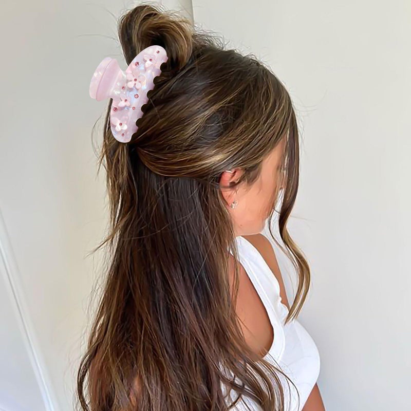 HAIMEIKANG 2Pcs Acrylic Flower Hair Claw Clips - Large for Women, Strong Hold Jaw Clip for Thick Thin Hair, Cute Non-slip Stylish Hair Accessories for Girls - Image 5