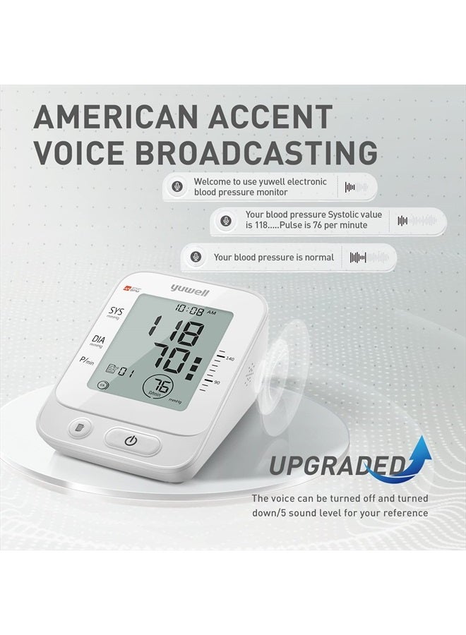 Yuwell Blood Pressure Monitor, Large Upper Arm Blood Pressure Cuff, Digital Blood Pressure Machine for Home Use, Large Display, Stores 99 Readings, Voice Broadcasting with Power Adapter and Batteries - Image 5