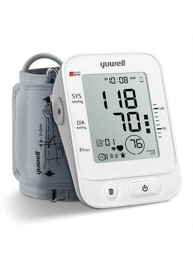 Yuwell Blood Pressure Monitor, Large Upper Arm Blood Pressure Cuff, Digital Blood Pressure Machine for Home Use, Large Display, Stores 99 Readings, Voice Broadcasting with Power Adapter and Batteries - Image 1