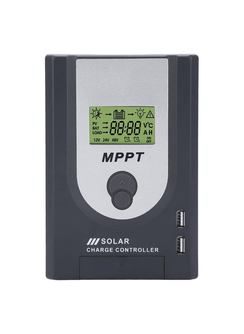 Solar Charger Controller, 12V 24V MPPT Solar Charger Controller 10A Adjustable Parameter, With Dual USB Port Solar Panel R