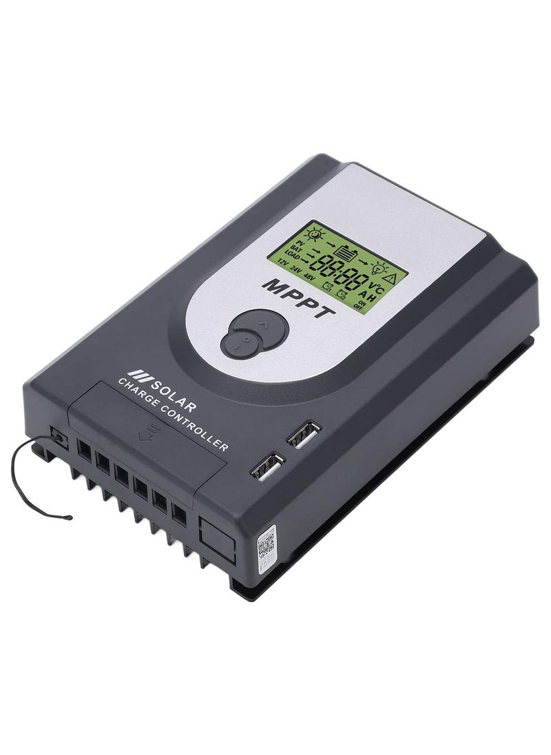 Solar Charger Controller, 12V 24V MPPT Solar Charger Controller 10A Adjustable Parameter, With Dual USB Port Solar Panel R