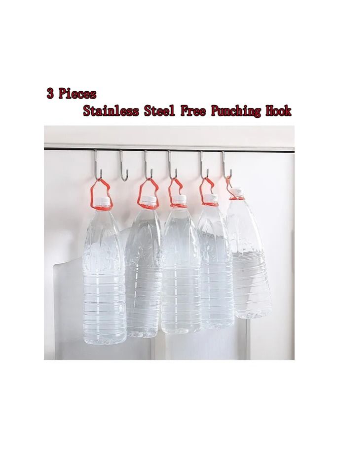 3-Pieces Stainless Steel Free Punching Hook,Cabinet Door Without Trace Hook,S-type Door Hanger Hanger Door Back Coat Hook Small Hook - Image 2