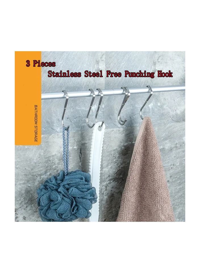 3-Pieces Stainless Steel Free Punching Hook,Cabinet Door Without Trace Hook,S-type Door Hanger Hanger Door Back Coat Hook Small Hook - Image 1