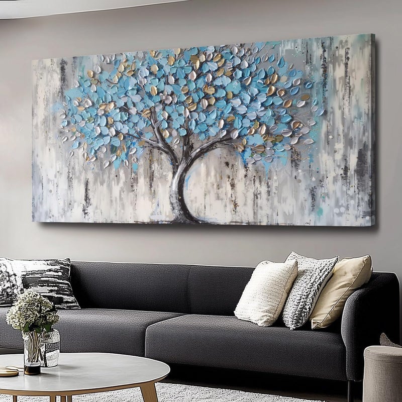 EMODA Abstract Tree Art Canvas Wall Art 60x120 cm Framed – Large Modern Botanical Tree Painting for Living Room Bedroom Office Hallway – Contemporary Neutral Nature Artwork on Premium Framed Canvas Ready to Hang - Image 1