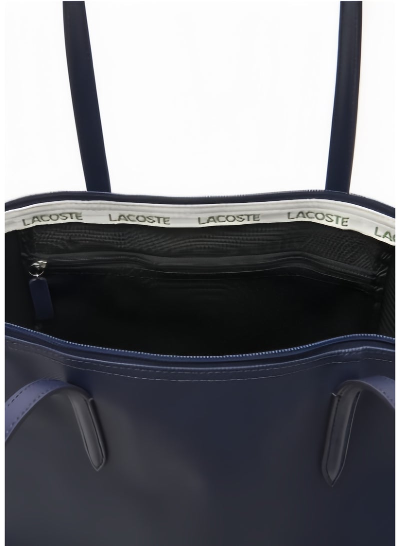 لاكوست حقيبة لاكوست نسائية L12.12 مفهوم الموضة متعددة الاستخدامات بسعة كبيرة، حقيبة يدوية أو على الكتف كبيرة الحجم بسحاب، حقيبة توت كبيرة باللون الأزرق البحري، الأبعاد: 45 سم * 30 سم * 12 سم - Image 5