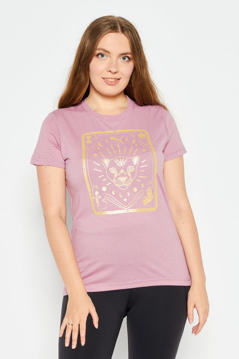PUMA Women Sportswear Fit Short Sleeves Training T-shirt, Pink - Image 1