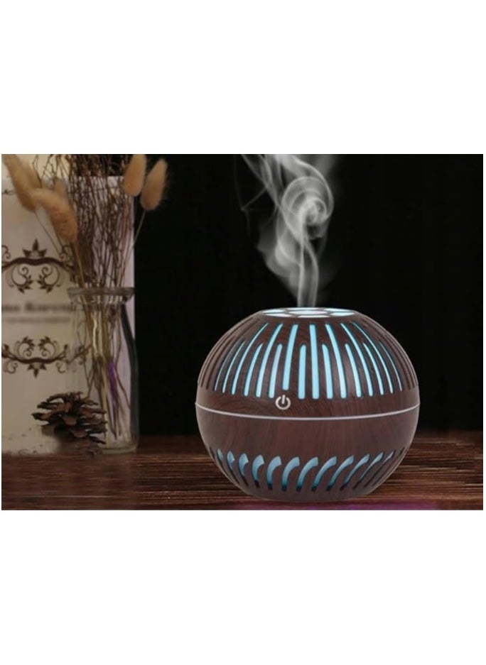 Mobigon Wooden Ultrasonic Cool Air Humidifier Room Humidifier, Home Aroma Diffuser, 400ml Essential Oil Diffuser with 7 Colorful Night Lights, Auto Off, for Home and Office (Dark Wood)  - Image 1