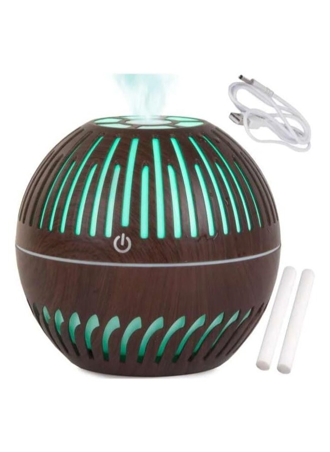 Mobigon Wooden Ultrasonic Cool Air Humidifier Room Humidifier, Home Aroma Diffuser, 400ml Essential Oil Diffuser with 7 Colorful Night Lights, Auto Off, for Home and Office (Dark Wood)  - Image 2
