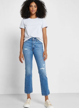 Ripped Straight Jeans