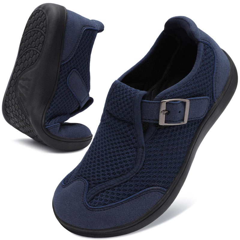 BARERUN Wide Width Shoes for Women Orthopedic Sneakers Breathable Womens Walking Shoes Slip on Trainers Women's Comfortable Casual Ladies Athletic Shoe Thick Bottom Blue Women Size 8.5 Wide - Image 1