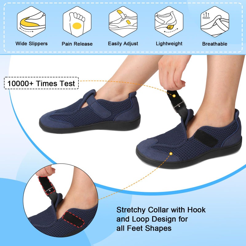 BARERUN Wide Width Shoes for Women Orthopedic Sneakers Breathable Womens Walking Shoes Slip on Trainers Women's Comfortable Casual Ladies Athletic Shoe Thick Bottom Blue Women Size 8.5 Wide - Image 4