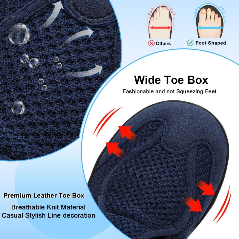 BARERUN Wide Width Shoes for Women Orthopedic Sneakers Breathable Womens Walking Shoes Slip on Trainers Women's Comfortable Casual Ladies Athletic Shoe Thick Bottom Blue Women Size 8.5 Wide - Image 3