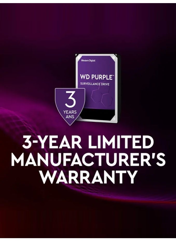 الرقمية الغربية قرص صلب للمراقبة من ويسترن ديجيتال – 2 تيرابايت، WD20PURZ، 3.5 إنش، ساتا – اللون البنفسجي – مخصص لأجهزة DVR/NVR  - Image 5