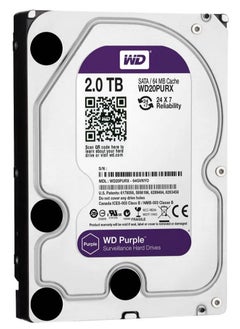 الرقمية الغربية قرص صلب للمراقبة من ويسترن ديجيتال – 2 تيرابايت، WD20PURZ، 3.5 إنش، ساتا – اللون البنفسجي – مخصص لأجهزة DVR/NVR  - Image 1