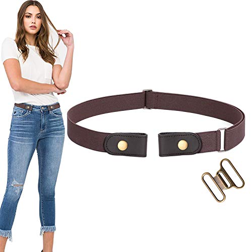 WERFORU No Buckle Stretch Belt For Women Men Elastic Waist Belt Up to 72 Inch for Jeans Pants,Coffee,Pants Size 23-30 Inches - Image 1