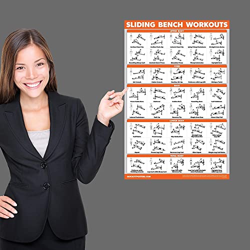 QUICKFIT Sliding Bench Workout Poster - Compatible with Total Gym, Weider Ultimate Body Works - Incline Bench Exercise Chart (LAMINATED, 18" x 24") - Image 4