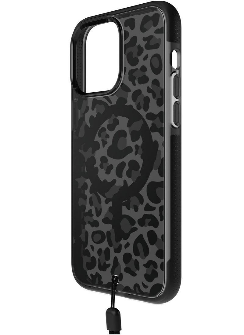 Bodyguardz - Ace Pro Pattern for iPhone 15 Pro MAX Case Cover with 18 Feet Drop Protection compatible with MagSafe with Lanyard - Meow - Image 1