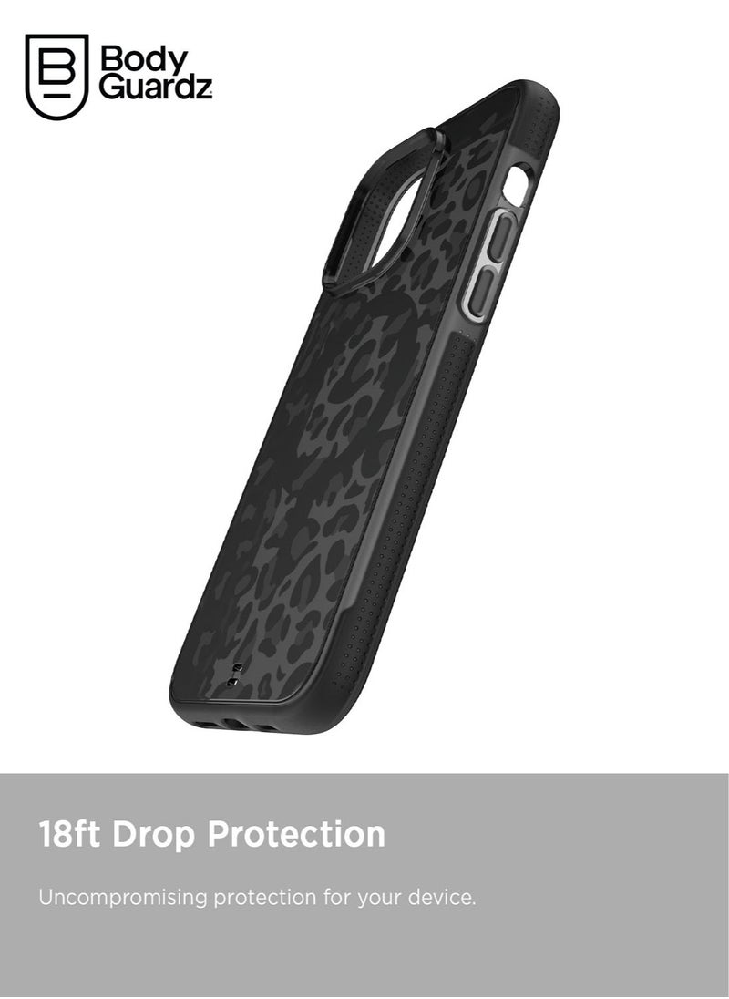 Bodyguardz - Ace Pro Pattern for iPhone 15 Pro MAX Case Cover with 18 Feet Drop Protection compatible with MagSafe with Lanyard - Meow - Image 1
