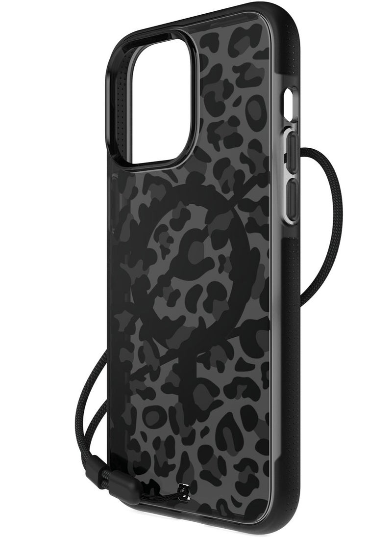 Bodyguardz - Ace Pro Pattern for iPhone 15 Pro MAX Case Cover with 18 Feet Drop Protection compatible with MagSafe with Lanyard - Meow - Image 1