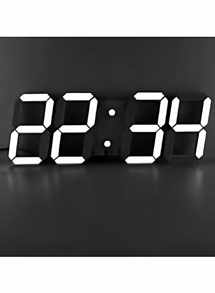 اورليانز كلاود ساعة حائط رقمية ثلاثية الأبعاد بتقنية LED - جهاز تحكم عن بعد، سطوع قابل للتعديل، شاشة كبيرة، ديكور منزلي عصري، ساعة صامتة، لون أبيض (42 × 15 سم) - Image 3