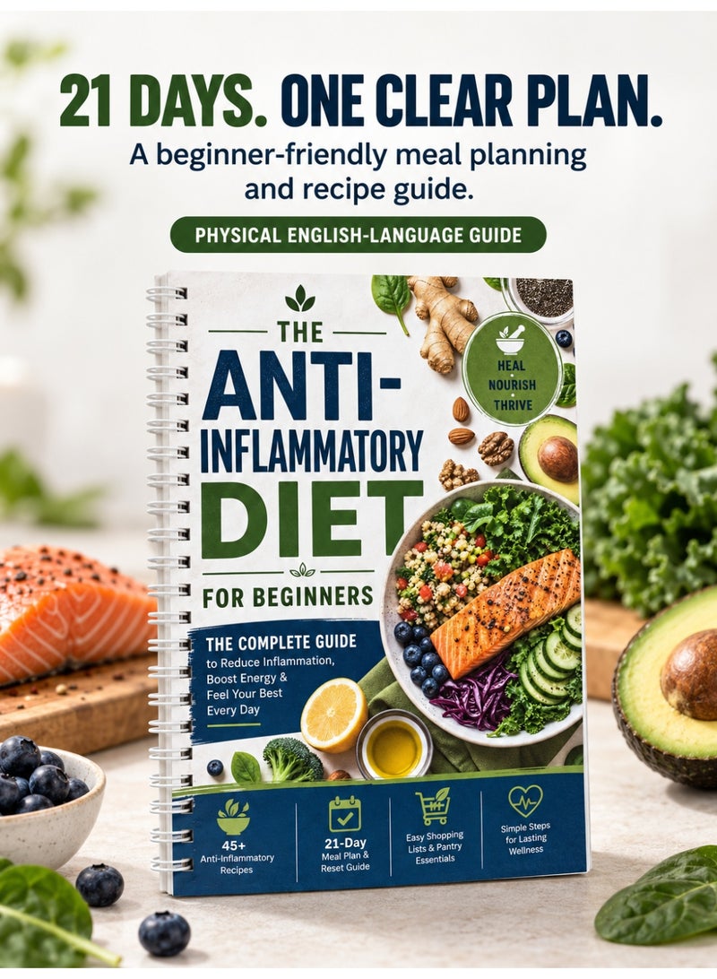 YIQUAN 21-Day Body Reset Meal Plan Guide, Anti-Inflammatory Diet Recipe Book with 45+ Healthy Recipes, Food Guidance, Shopping Lists and Meal Planning Workbook, Spiral Bound Nutrition Guide for Beginners - Image 1