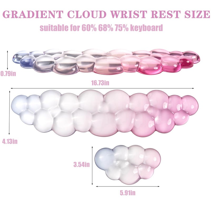 Sumgsn Ergonomic Cloud Silicone Gel Keyboard and Mouse Wrist Rest Set â€“ Clear Wrist Rest for Computer Keyboard 60%/68%/75%, Comfort & Support for Typing and Gaming (Light Pink Blue) - Image 3