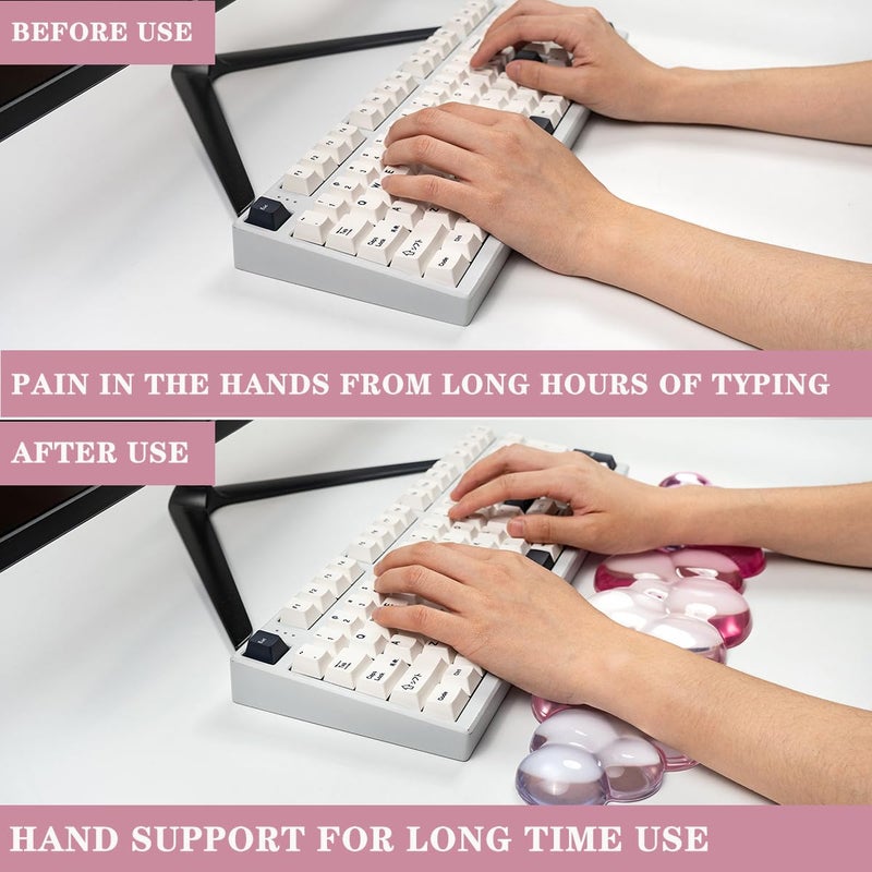 Sumgsn Ergonomic Cloud Silicone Gel Keyboard and Mouse Wrist Rest Set â€“ Clear Wrist Rest for Computer Keyboard 60%/68%/75%, Comfort & Support for Typing and Gaming (Light Pink Blue) - Image 2