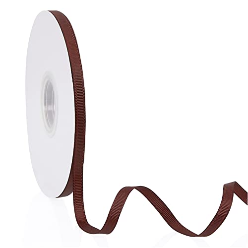 YBLANDEG Brown 14 X 50 Yards Solid Color Double Faced Grosgrain Ribbon for Gifts Wrapping Wedding Party Crafts - Image 1