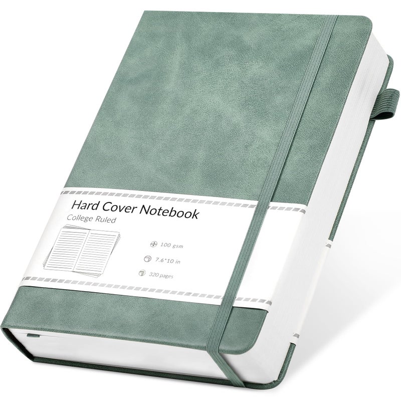 CAGIE Lined Journal Notebook, 320 Pages College Ruled Notebook, 100 Gsm Paper Thick Journal, B5 Hardcover Leather Journals for Writing Women Men, 7.6x10In, Green - Image 1